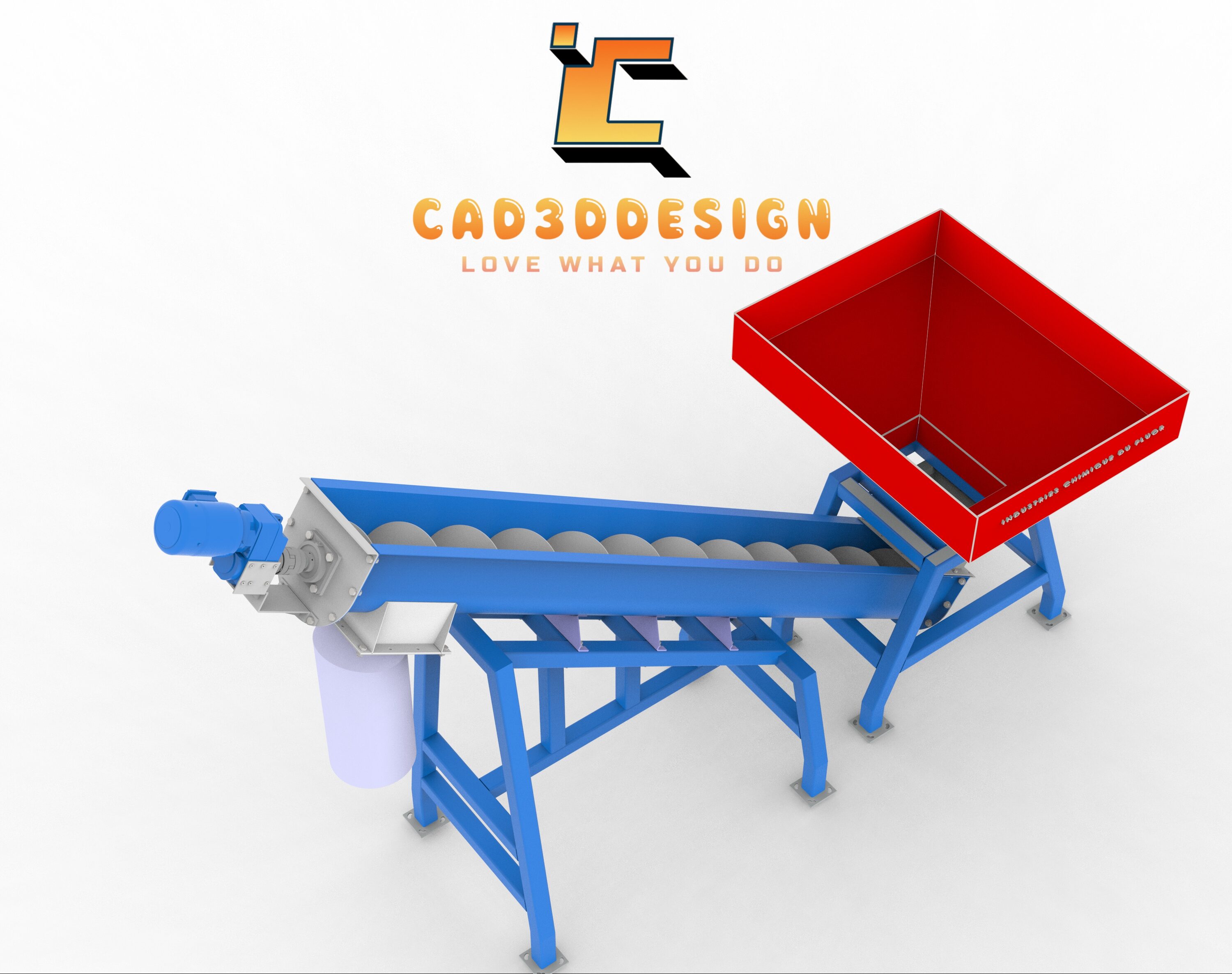 3D băng tải cánh vít nghiêng-3D inclined screw conveyor