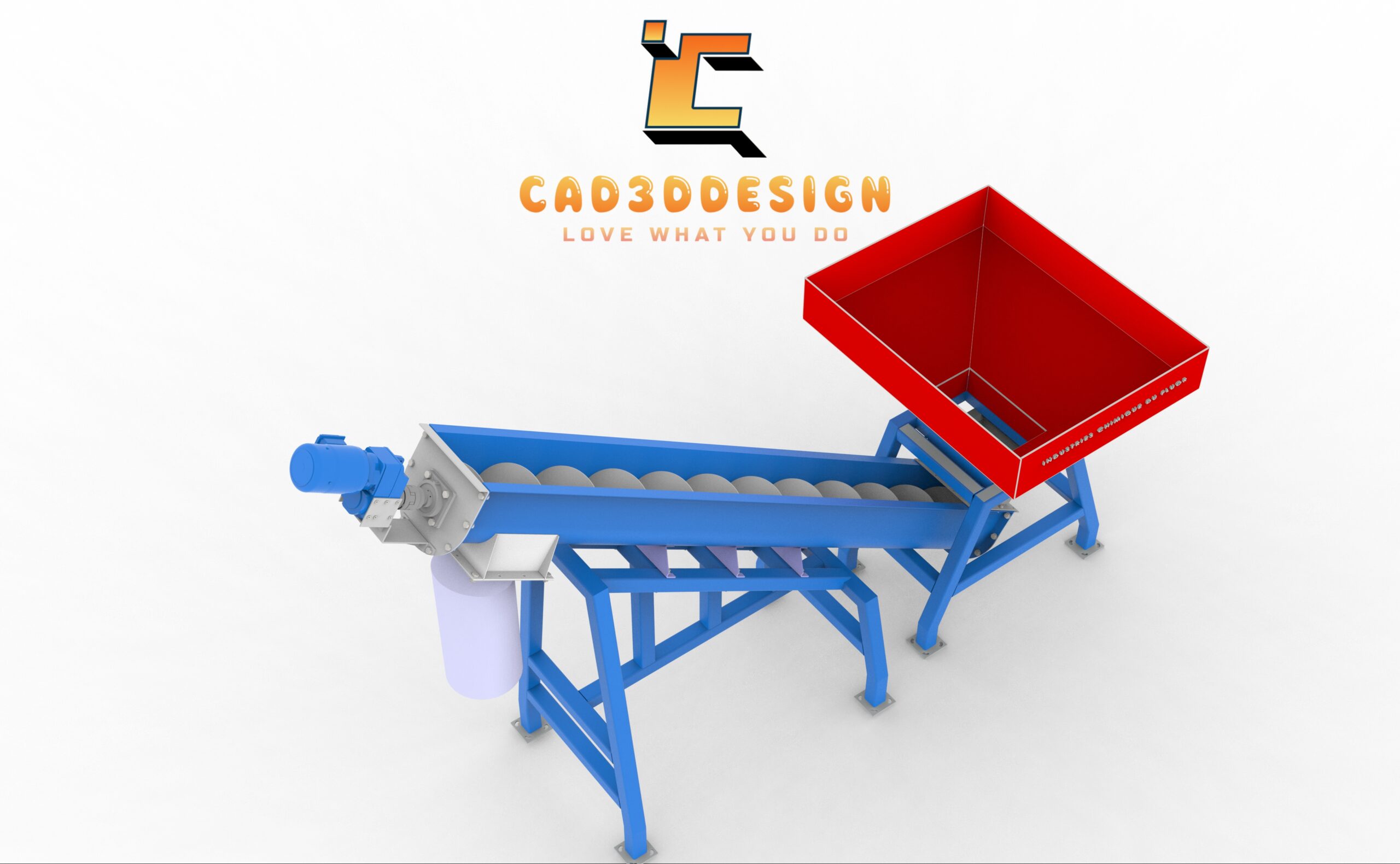 3D băng tải cánh vít nghiêng-3D inclined screw conveyor
