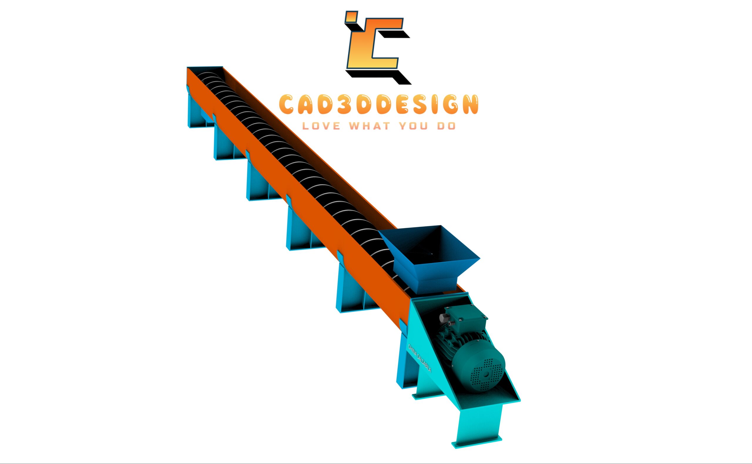 3D băng tải cánh vít ngang-3D horizontal screw conveyor