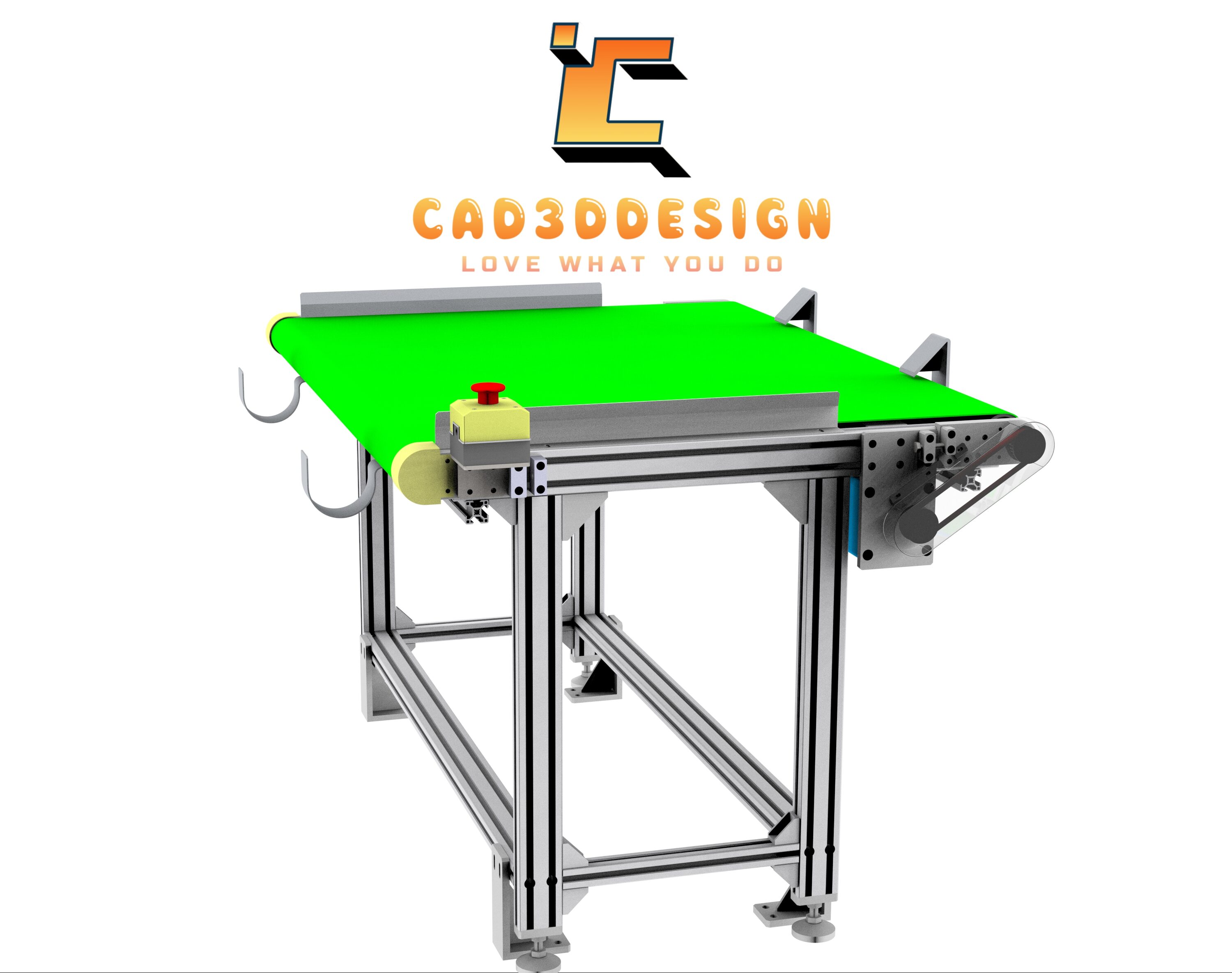 Design drawing of a PVC conveyor belt with a 1000x800mm aluminum profile frame-Bản vẽ thiết kế băng tải pvc khung nhôm định hình 1000x800mm